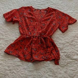Floral Wrap front blouse